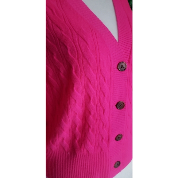 J.Crew Cashmere shrunken cable-knit V-neck cardigan sweater - Picture 4 of 8